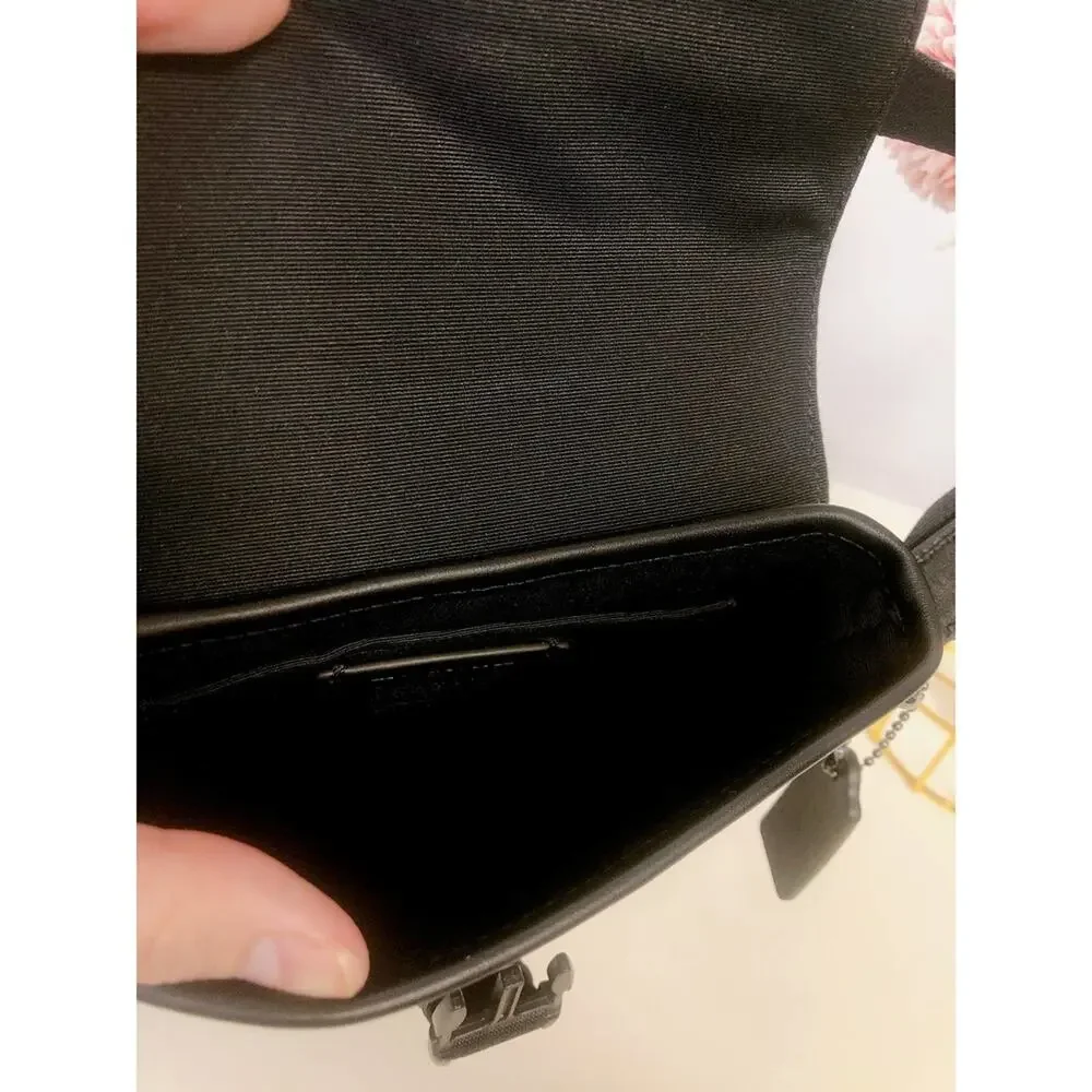 Coach C3134 Track Small Flap Crossbody In Signature Canvas In Gunmetal/Charcoal - Picture 6 of 9